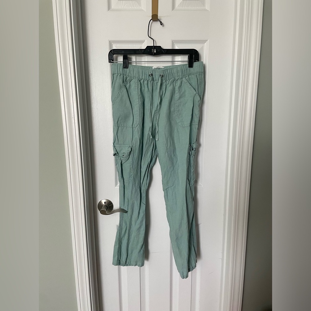Nicole Miller straight leg linen pants